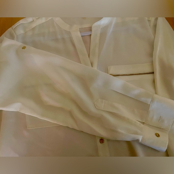 Calvin Klein Zip-Pocket Utility Blouse, Large - Picture 6 of 6